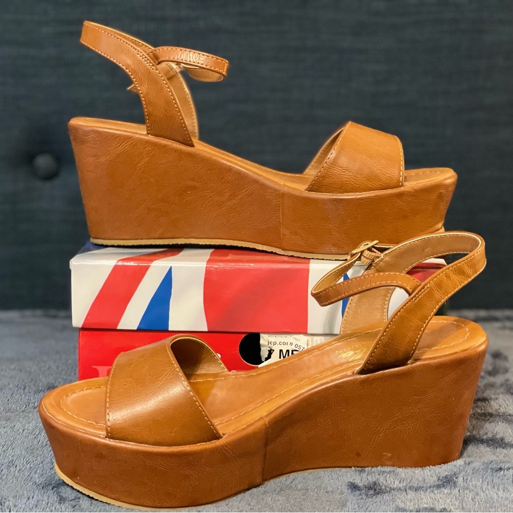 Diba London Wales Cognac Wedge/Platform Sandle, 7M